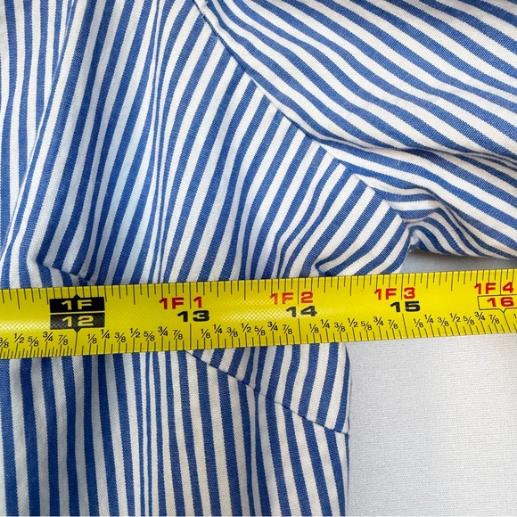 J. Crew Midi Dress Sz 8 Blue White Stripe Cotton Tiered Puff Sleeve SU24 Cottage - Picture 10 of 15